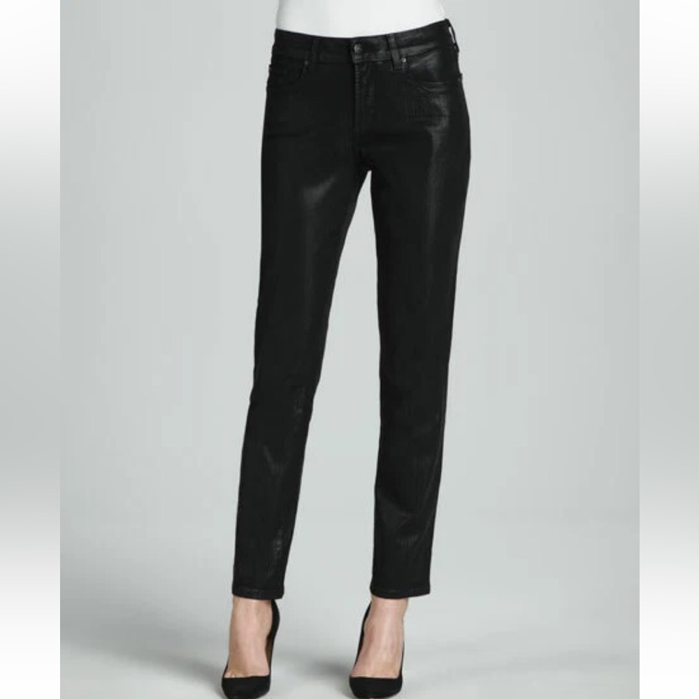 NYDJ Size 10 Black Coated 5 Pocket Slim Jeans LiftTuck Technology New-Never Worn